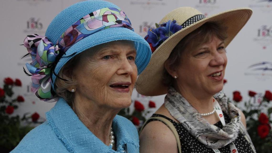 Penny Chenery, left and her daughter Kate Tweedy arrived on the red carpet at the 136th running of the Kentucky Derby at Churchill Downs Saturday May 1, 2010.