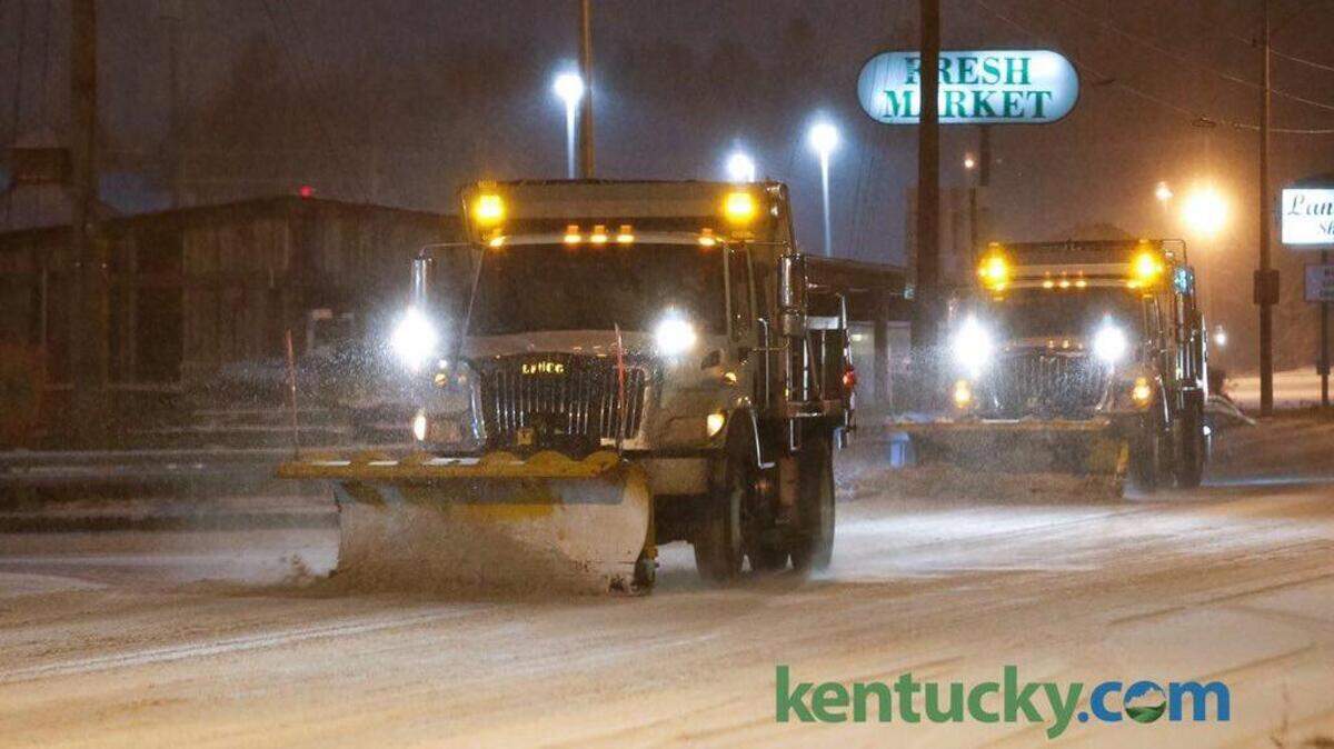 Lexington snow plows cleared Tates Creek Road near Malibu Drive.