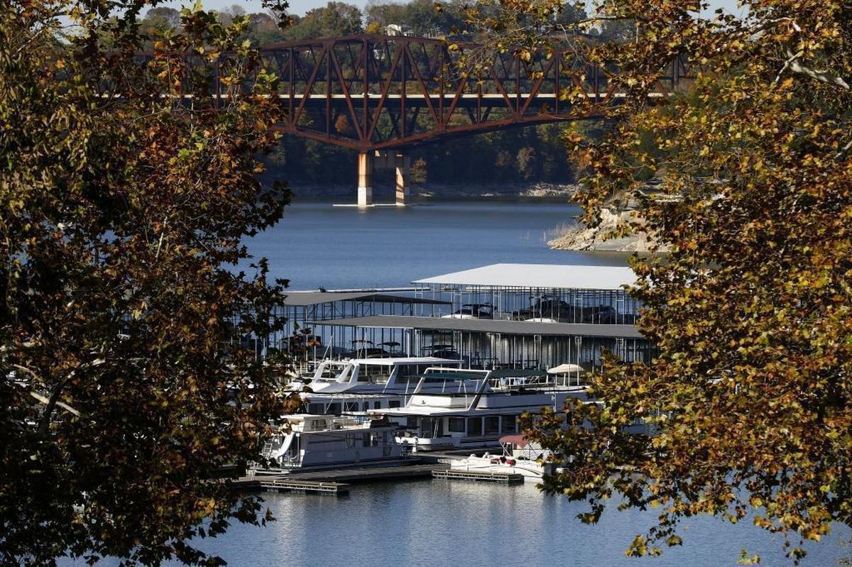 Houseboats sat docked at Burnside Marina in Pulaski County.