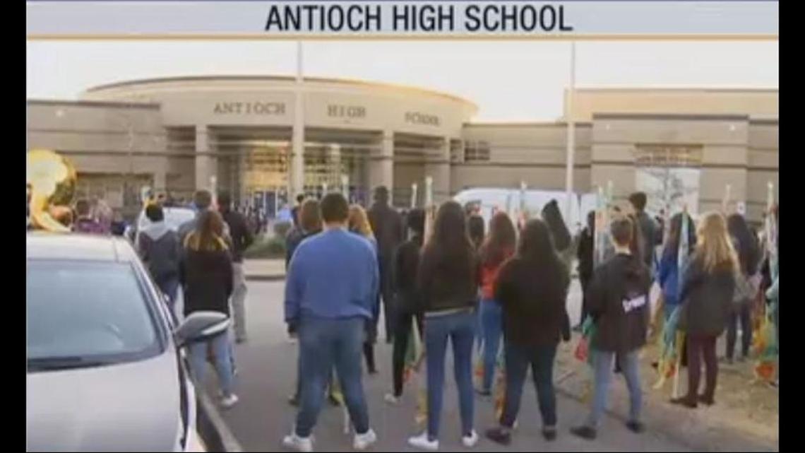 Students at Antioch High School near Nashville, Tenn., held a second walkout Thursday after some students at the high school on Wednesday tore down a flag and jumped on a cop car during the walkout.