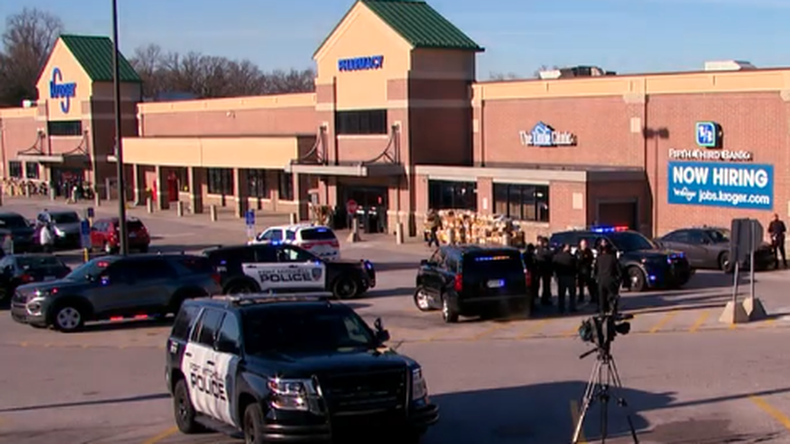 An accused car thief was shot outside a Kroger in Fort Mitchell, Kentucky, police say.