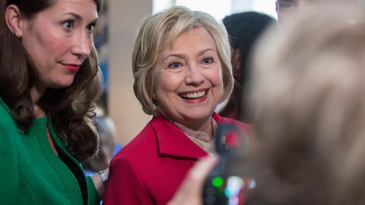 Presidential candidate Hillary Clinton, along with Kentucky Secretary of State Alison Lundergan Grimes, left, stopped in McCracken County in May.