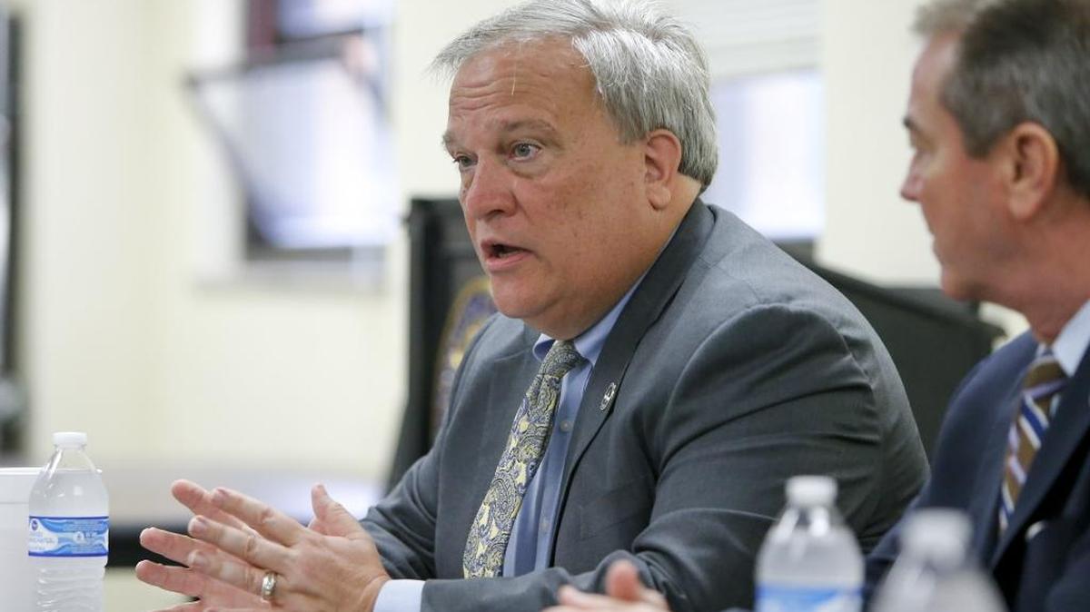 Senate President Robert Stivers answers a question from the media during a press conference at the Kentucky State Capitol Annex in Frankfort, Ky., on Wednesday, February 21, 2018.