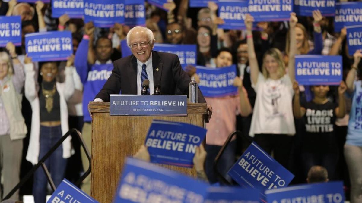 Bernie Sanders spoke to a crowd as he campaigned at the Lexington Center in downtown Lexington, Ky, on May 4, 2016. Sanders is running against Hillary Clinton for the Democratic nomination for President against Republican Donald Trump.
