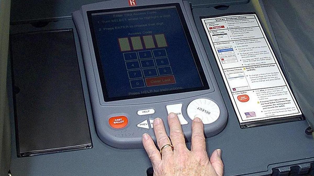 A voting machine in Lexington.