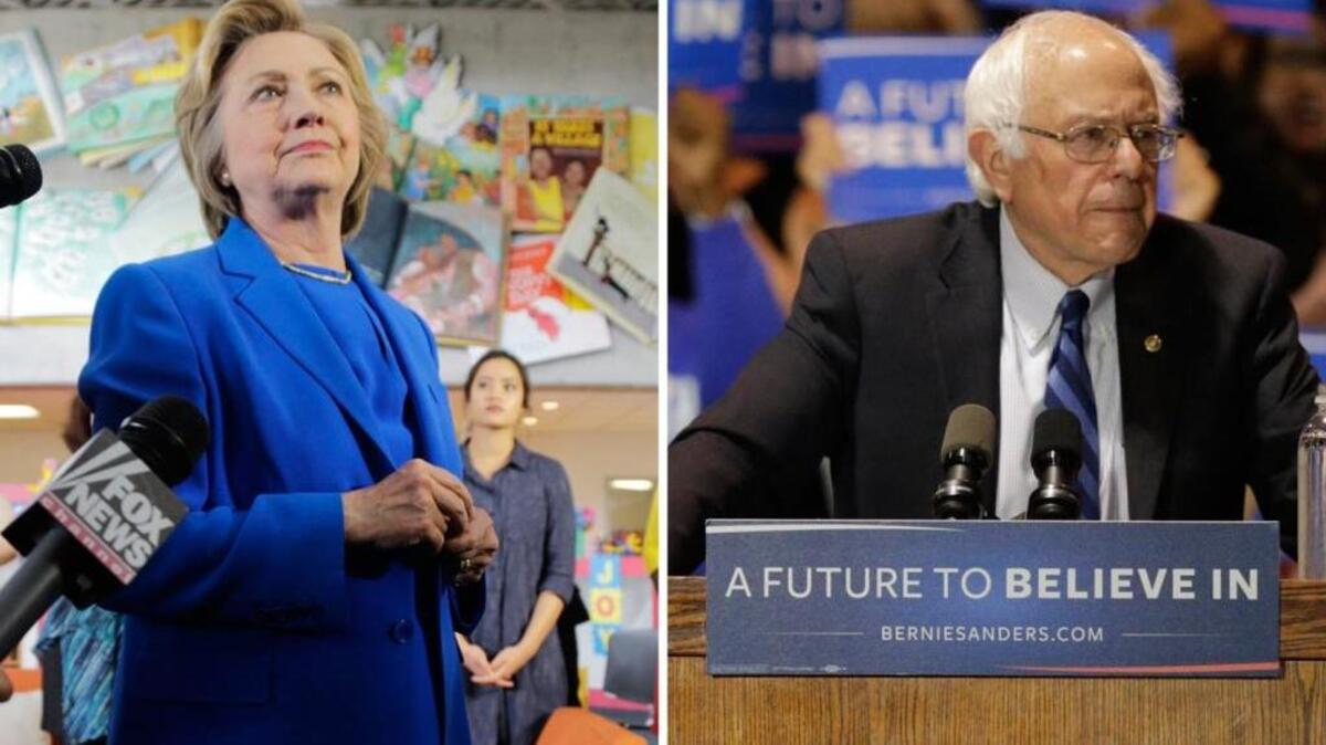 Hillary Clinton, left, and Bernie Sanders