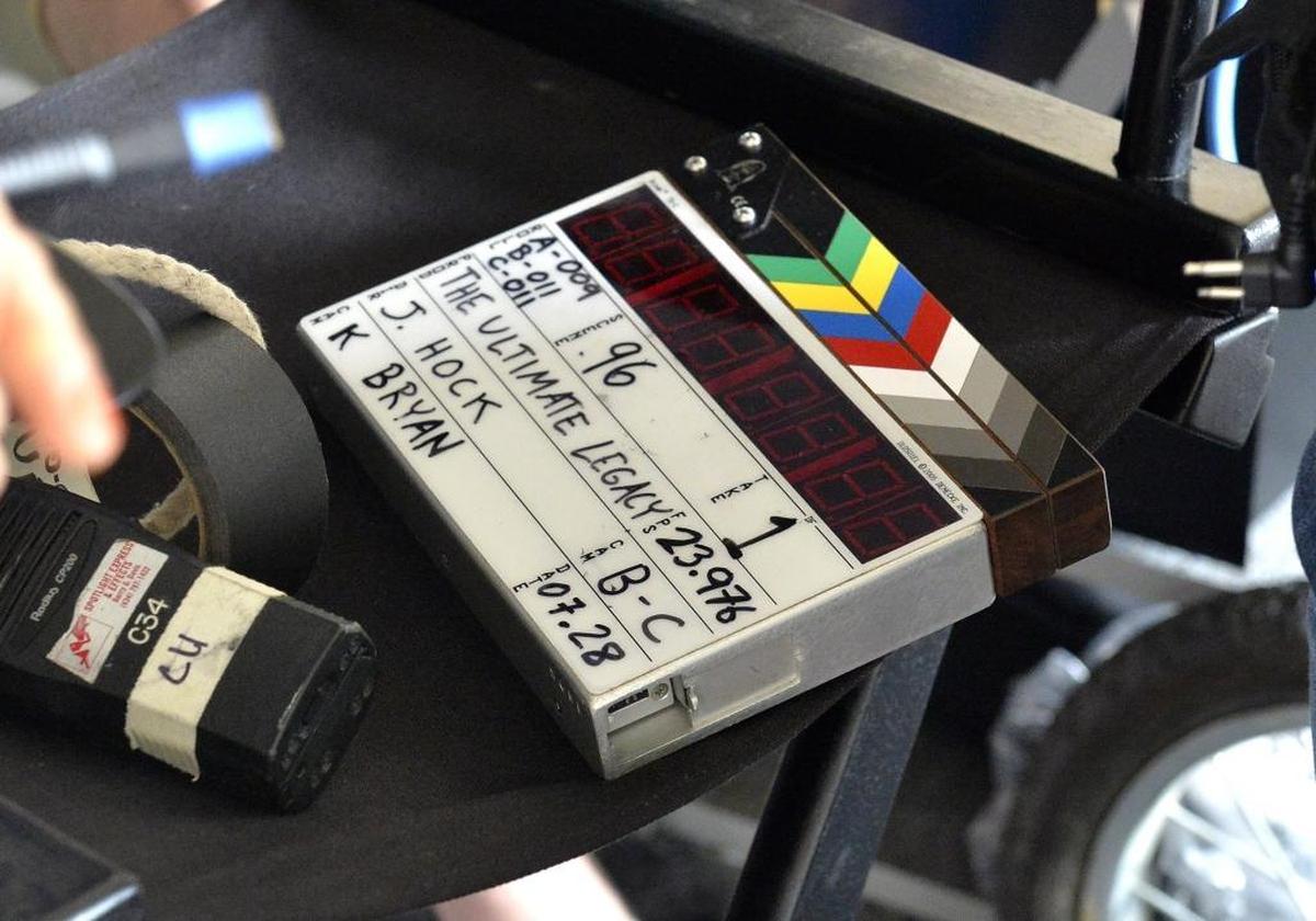 A clapboard sits waiting for use on the set of ‘The Ultimate Legacy’ in production at LaGrange, Ky., Tuesday, July 28, 2015. The movie was one of the first few films to take advantage of Kentucky’s beefed-up film tax incentives.