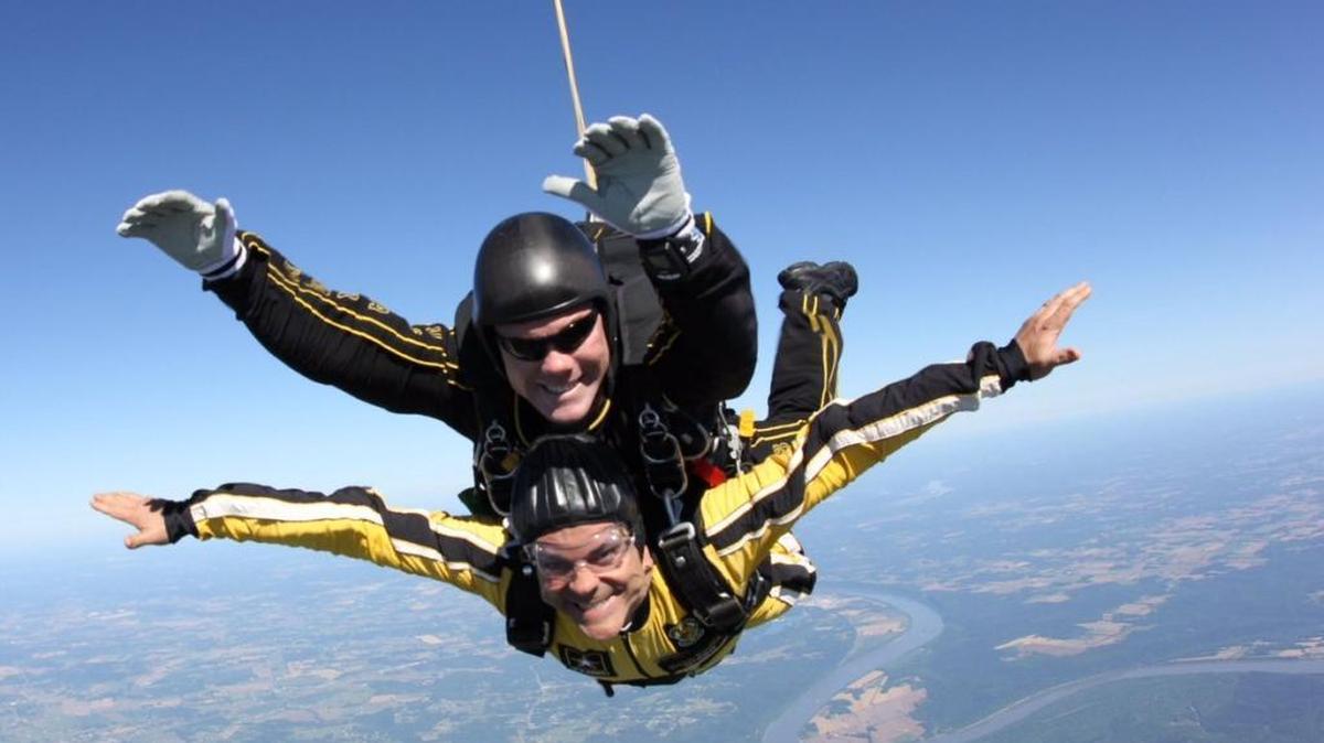 Gov. Matt Bevin posted this photo to Twitter of his parachute jump with the U.S. Army’s Golden Knights over Fort Knox.