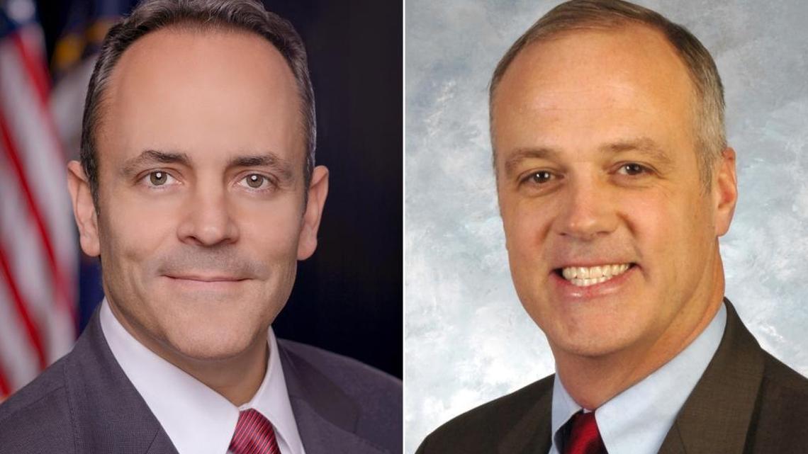 Gov. Matt Bevin and Kentucky State Rep. Russ Meyer, D-Nicholasville.
