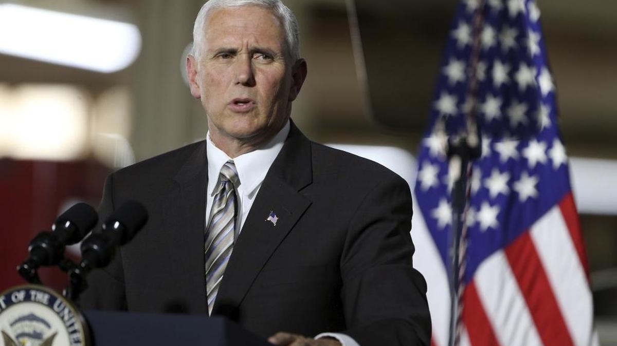 Vice President Mike Pence addresses supporters during a visit to discuss health care at a roundtable at Tendon Manufacturing in Bedford, Ohio, Wednesday, June 28, 2017.