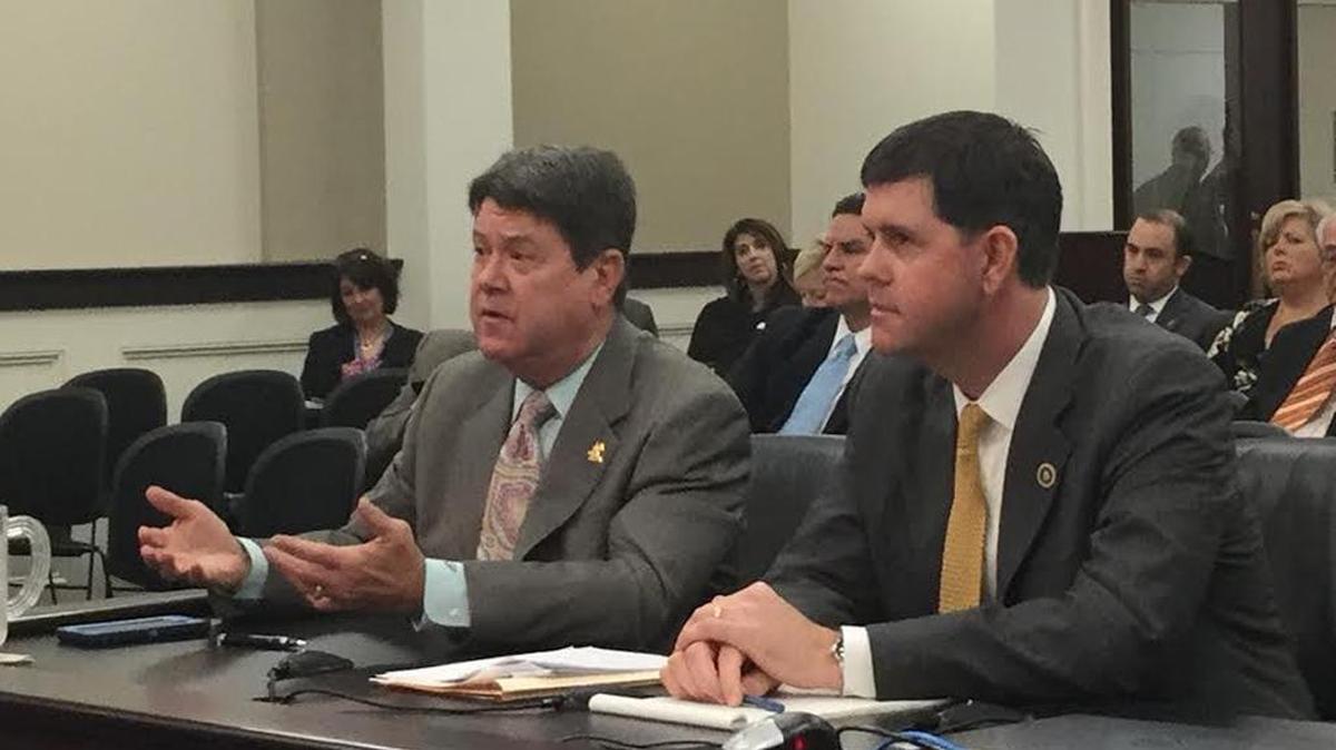 House Speaker Greg Stumbo and state Rep. Chris Harris spoke in favor of HB 408 Wednesday to the House Banking and Insurance Committee in Frankfort.