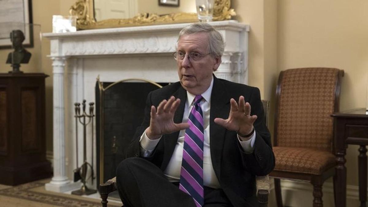 Senate Majority Leader Mitch McConnell, R-Ky., in his Capitol Hill office on Thursday, Dec. 21, 2017.