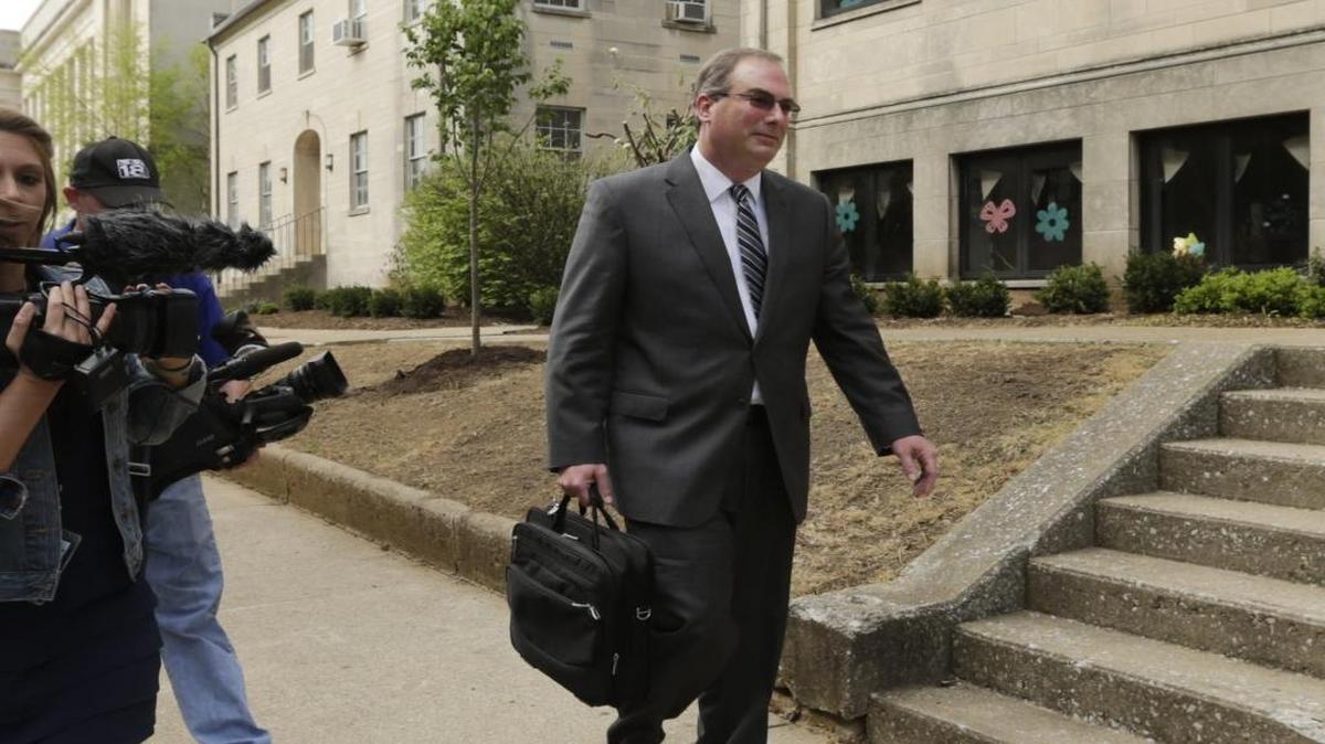 Timothy Longmeyer left the federal courthouse after pleading guilty to accepting kickbacks in Lexington, Ky, on April 19, 2016. Longmeyer, the former secretary of the Kentucky Personnel Cabinet, pled guilty to accepting kickbacks in exchange for securing contracts.