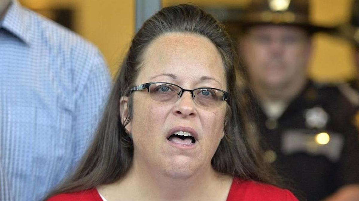 Kim Davis spoke to the media during her marriage license battle.