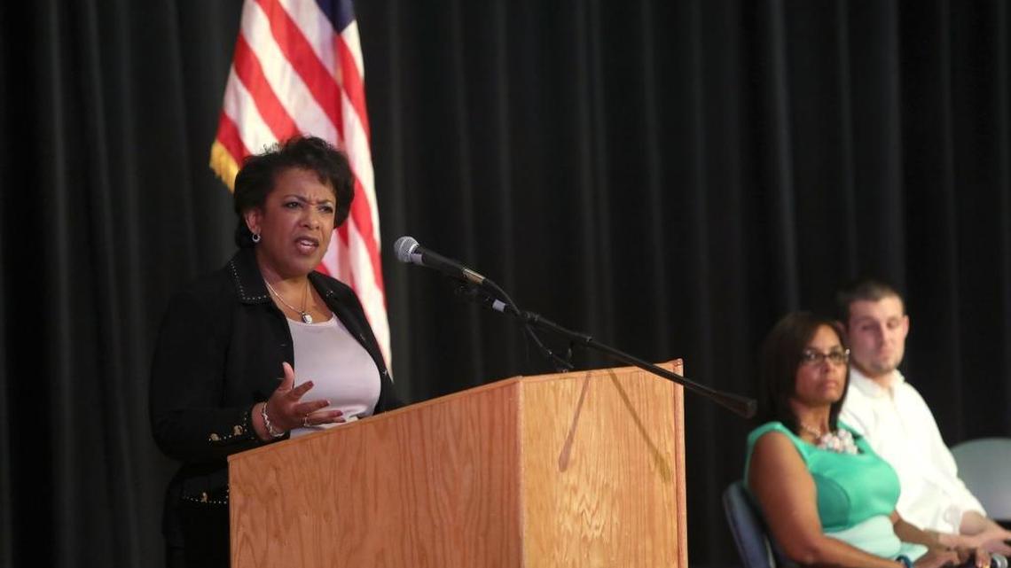 U. S. Attorney General Loretta Lynch spoke about the dangers of opioids and heroin during a meeting with more than 500 high school students at Madison Central High School in Richmond Tuesday.