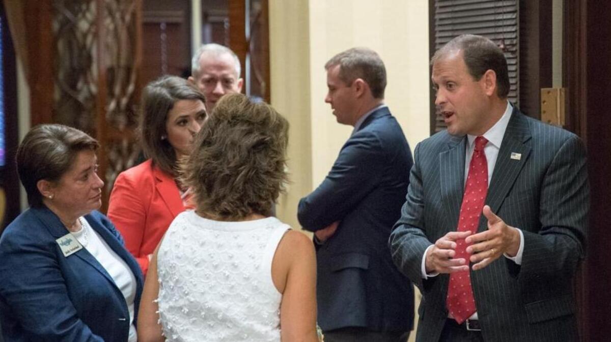 Congressman Andy Barr spoke at the Lexington Forum at the University of Kentucky’s Boone Center on Thursday Aug. 3, 2017 in Lexington, Ky.