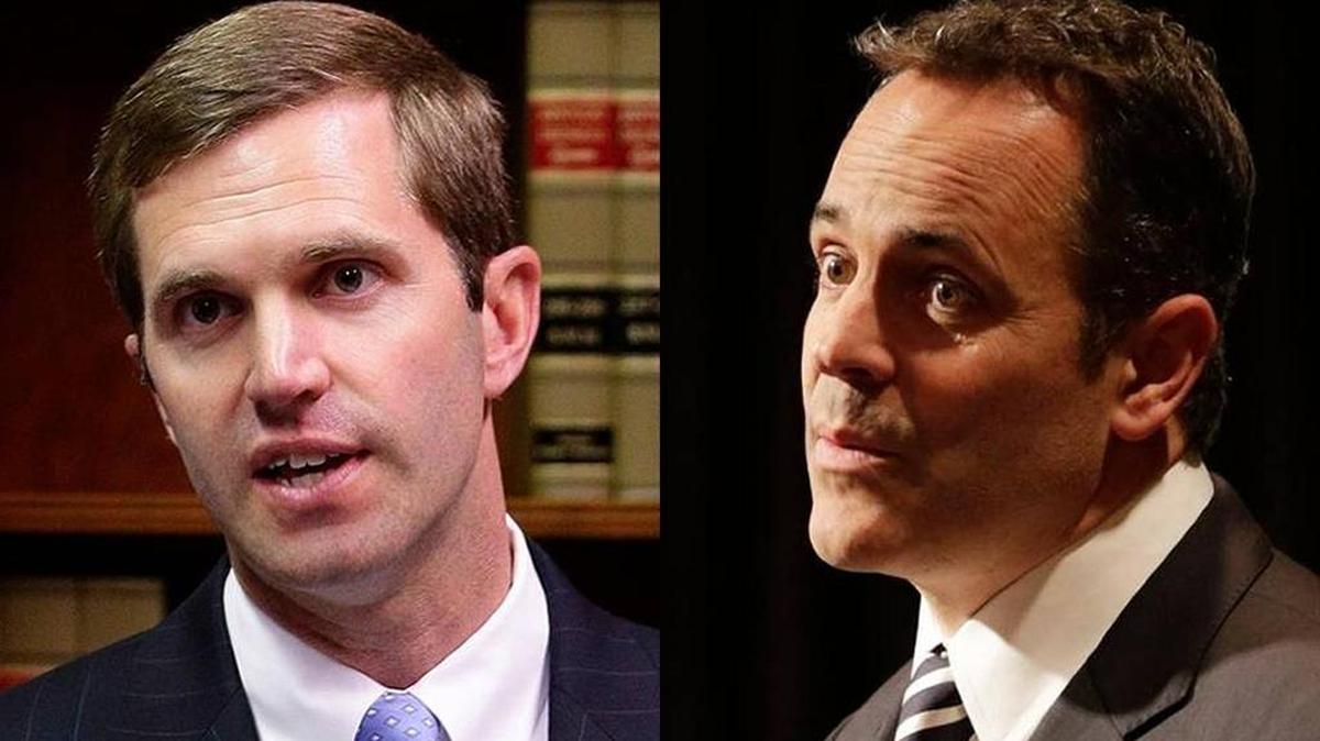 Kentucky Attorney General Andy Beshear, left, and Governor Matt Bevin.