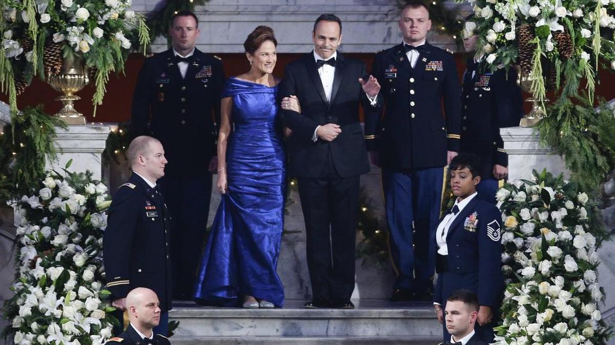 Kentucky Governor Matt Bevin and his wife First Lady Glenna Bevin, descended the steps during the Grand March and took a first dance in the Capitol rotunda on Inauguration Day.
