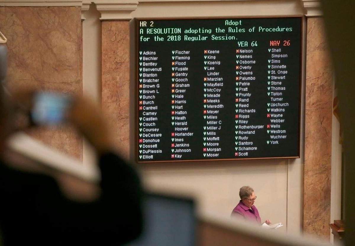 The vote adopting the Rules of Procedure for the 2018 session, with House Speaker Jeff Hoover, R-Jamestown being among a few that didn’t vote, in the House Chambers on the opening day of the General Assembly in the State Capitol in Frankfort, Ky., Tuesday, January 2, 2018. The 2018 General Assembly convened at noon.