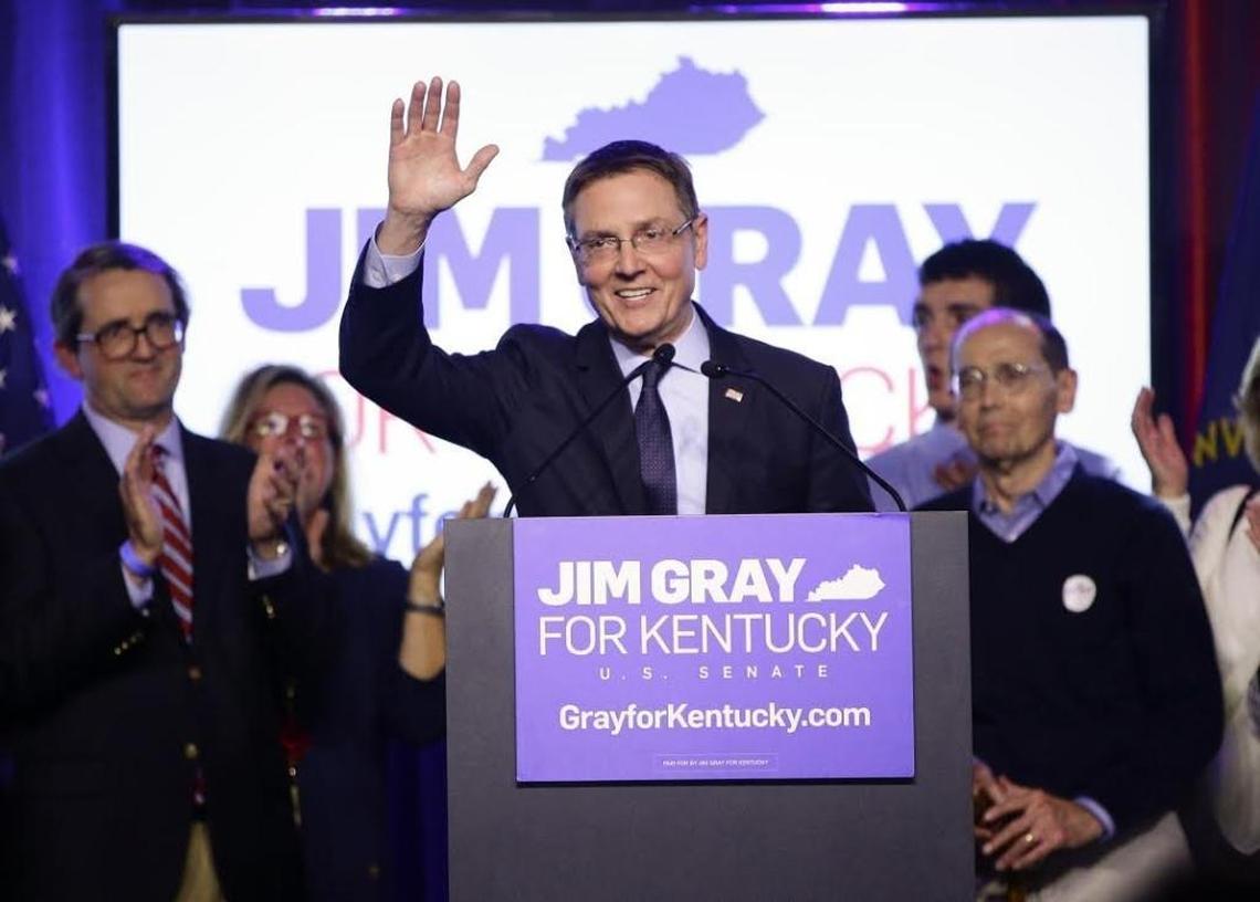 Jim Gray conceded the Senate race to Rand Paul to supporters at Manchester Music Hall on Tuesday November 8, 2016 in Lexington, Ky. This week, he announced he is running for Andy Barr’s seat in Congress.
