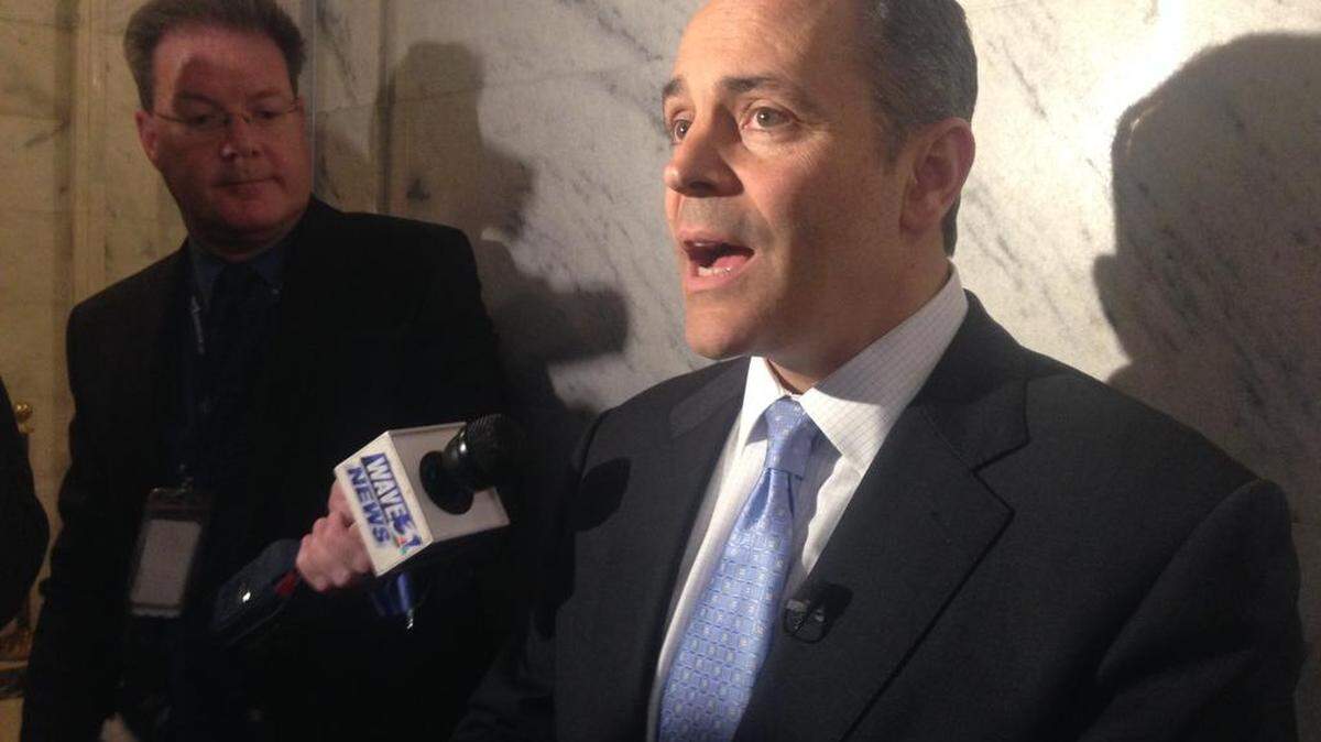 Kentucky Republican Gov. Matt Bevin told reporters on Tuesday, April 12, 2016, in Frankfort.