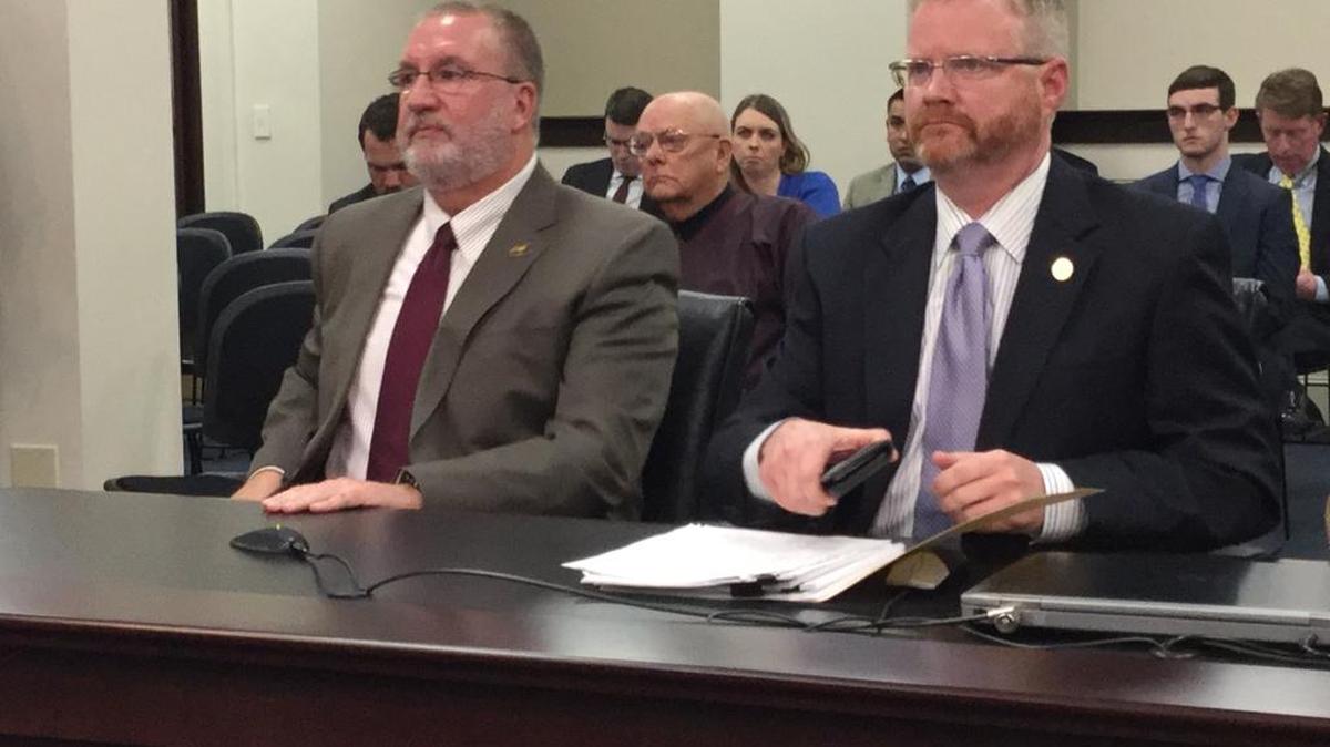 Kentucky Horse Park executive director, Jamie Link, left, tells Senate panel improvements have been made at park but Senate Majority Leader Damon Thayer says its governing board needs to be reorganized.