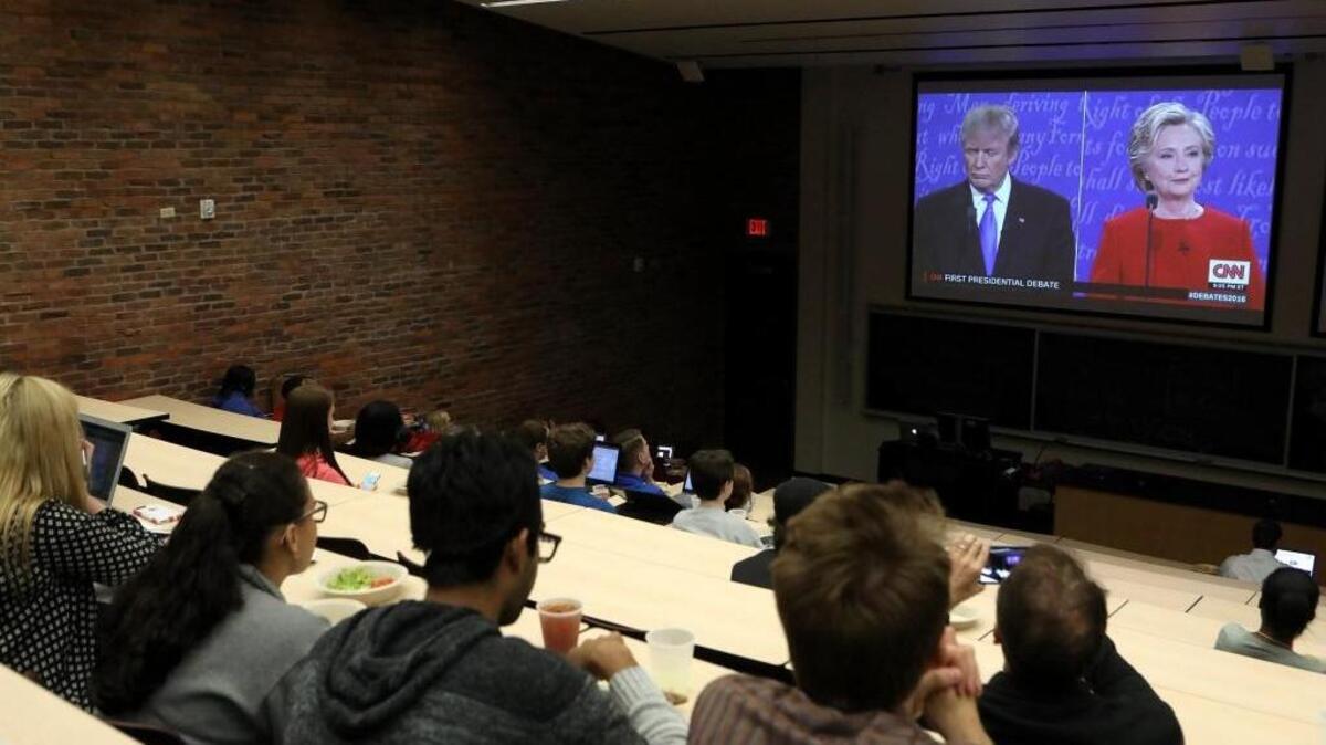 UK students gathered to watch the presidential debate in White Hall Classroom building in Lexington, Ky., Monday, September 26, 2016.