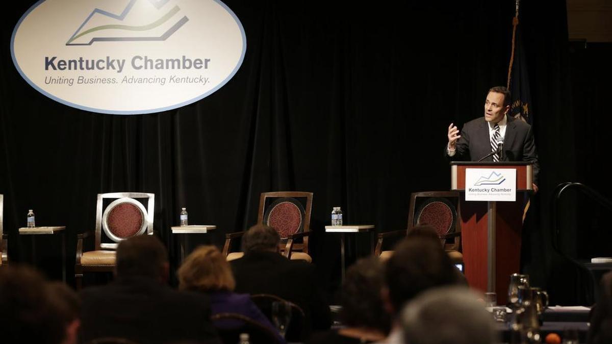 Governor Matt Bevin spoke to the Kentucky Chamber during their legislative conferenceat Griffin Gate Marriott Resort in Lexington, Ky., on Dec. 14, 2015.