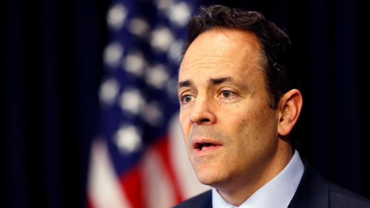 Gov. Matt Bevin speaks at a press conference held in the State Capitol in Frankfort, Ky., Thursday, December 21, 2017.