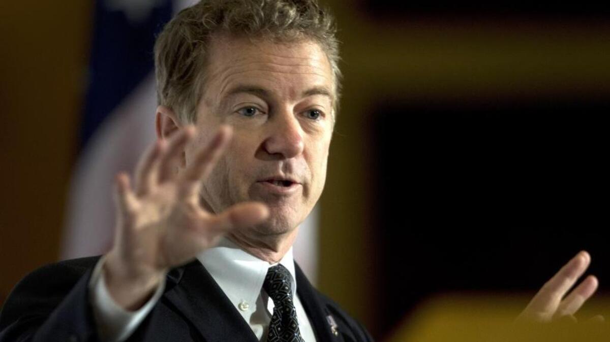 Kentucky Sen. Rand Paul responds to a question during a meeting of the Economic Club of Las Vegas at Caesars Palace in Las Vegas on Wednesday, Dec. 16, 2015.