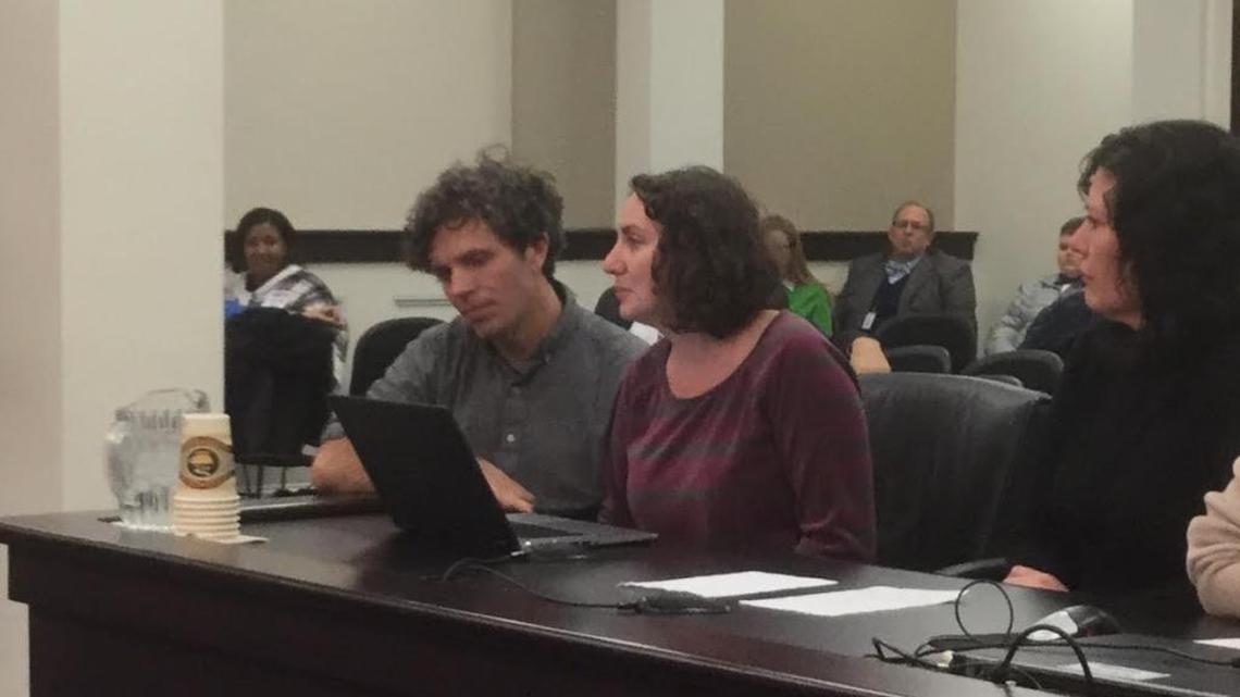 Heather Hyden and James Earley of Lexington spoke Friday, Jan. 6, 2017, against a proposed ban on abortion in Kentucky after 20 weeks of pregnancy. Hyden told a House committee that she is 14 weeks pregnant with a baby that has a worsening medical condition.