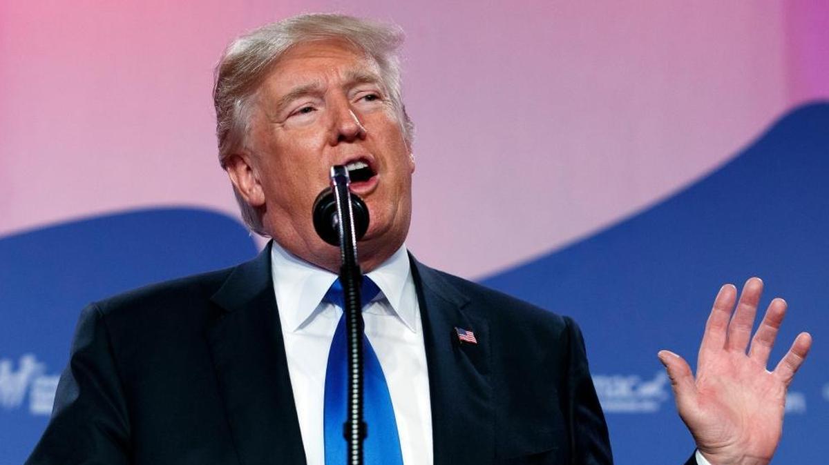 President Donald Trump speaks to the 2017 Value Voters Summit, Friday, Oct. 13, 2017, in Washington.