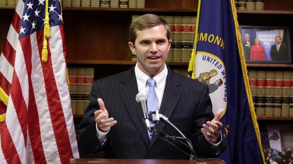 Kentucky Attorney General Andy Beshear stated he has filed suit against Governor Matt Bevin for his university budget cuts on Monday April 11, 2016 in Frankfort, Ky.