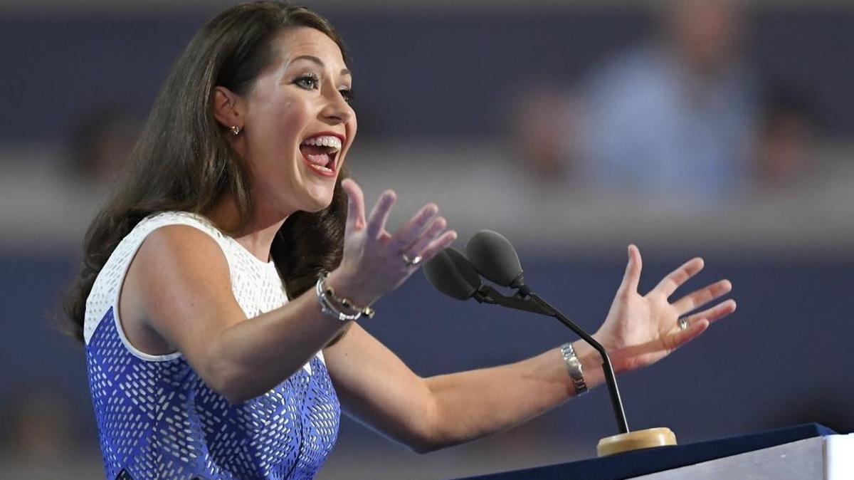 Kentucky Secretary of State Alison Lundergan Grimes spoke during the second day of the 2016 Democratic National Convention in Philadelphia.
