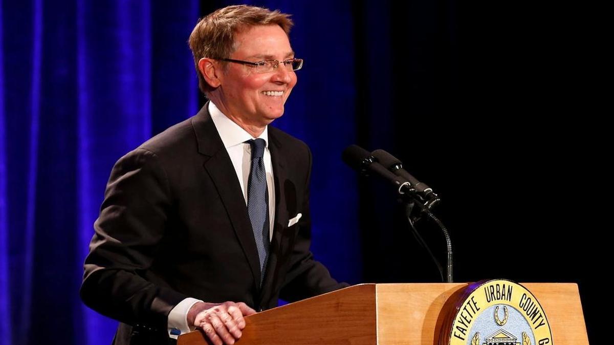Lexington Mayor Jim Gray delivered his annual State of the City Address in the Patterson Ballroom of the downtown Hyatt Regency hotel in Lexington, Ky.,Tuesday, January 20, 2015. Hosted by the Lexington Forum, the event was free and open to the public.