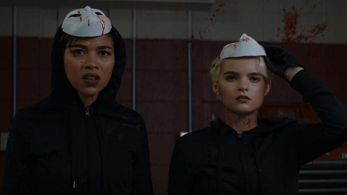 Alexandra Shipp and Brianna Hildebrand in “Tragedy Girls.”