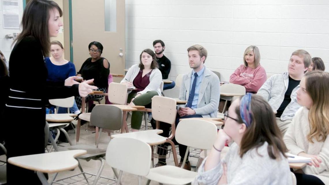 State Treasurer Allison Ball speaks to a WKU class.