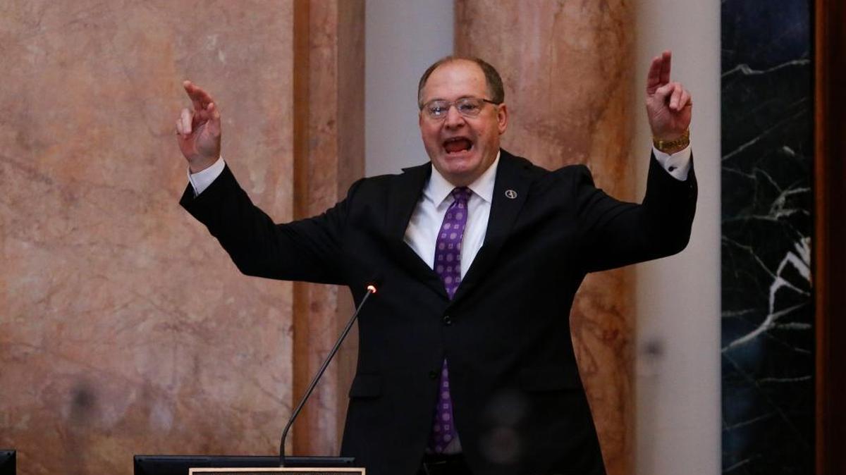 Speaker of the House Rep. Jeff Hoover, R-Russell, resigned from his role as Speaker of the House in a floor speech during the General Assembly in the State Capitol in Frankfort on Monday.
