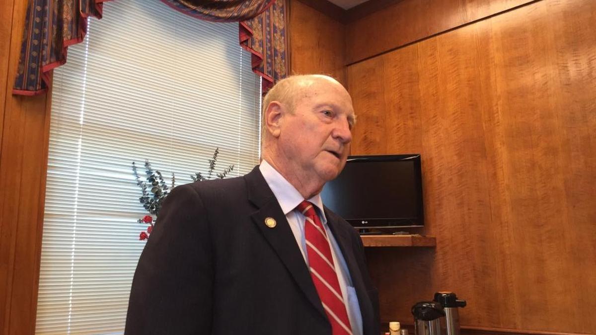 Senate Majority Caucus Chair Dan Seum speaks on his bill to freeze university tuition and fees for four years.