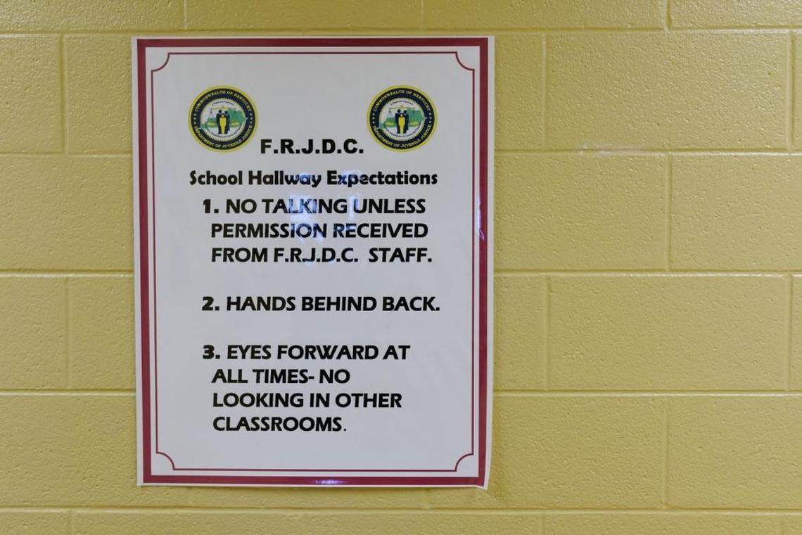 Rules posted in the hallway near the classrooms at the Fayette Regional Juvenile Detention Center on Spurr Road in Lexington.