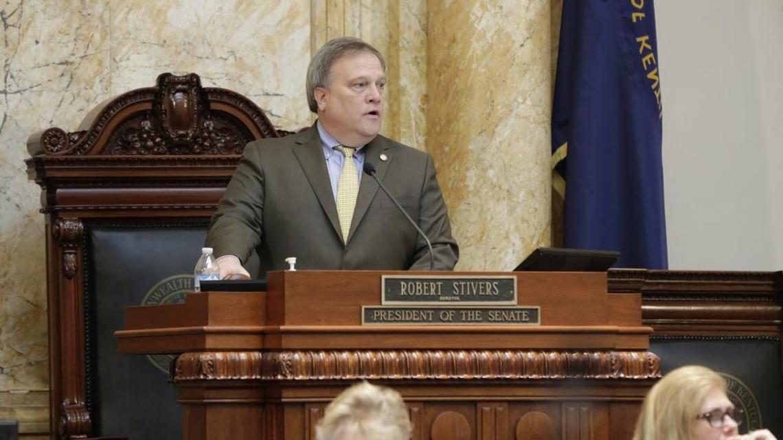 Senate President Robert Stivers, R-Manchester, led the Senate before passing the budget bill at the Capitol in Frankfort, Ky, on April 15, 2016.
