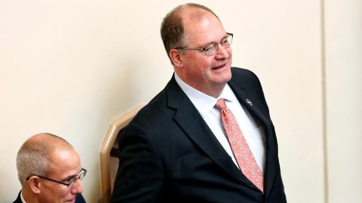 Speaker of the House Jeff Hoover, R-Jamestown, stood in the back of the House of Representatives Chambers before the session was gaveled in by House Speaker Pro Tempore David Osborne, R-Prospect, on the opening day of the General Assembly in the State Capitol in Frankfort onTuesday.