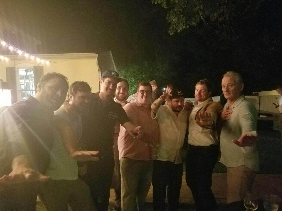 Actor Bill Murray was in Bardstown in 2016 for the Kentucky Bourbon Festival. From left to right: Jared Hyman, Justin Thompson, Willett’s Drew Kulsveen, chef Newman Miller, Justin Sloan, chef Sean Brock, Seth Thompson and Bill Murray.