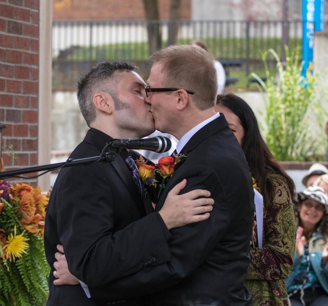 David Ermold and David Moore married in October, 2015 in Morehead, Ky. The couple had previously been denied a marriage license by Rowan County Clerk Kim Davis. Ermold is now running for county clerk.