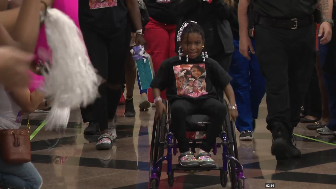 Onyx Sands, 6, is released from the hospital after a road rage shooting left her paralyzed. Two people have been arrested.