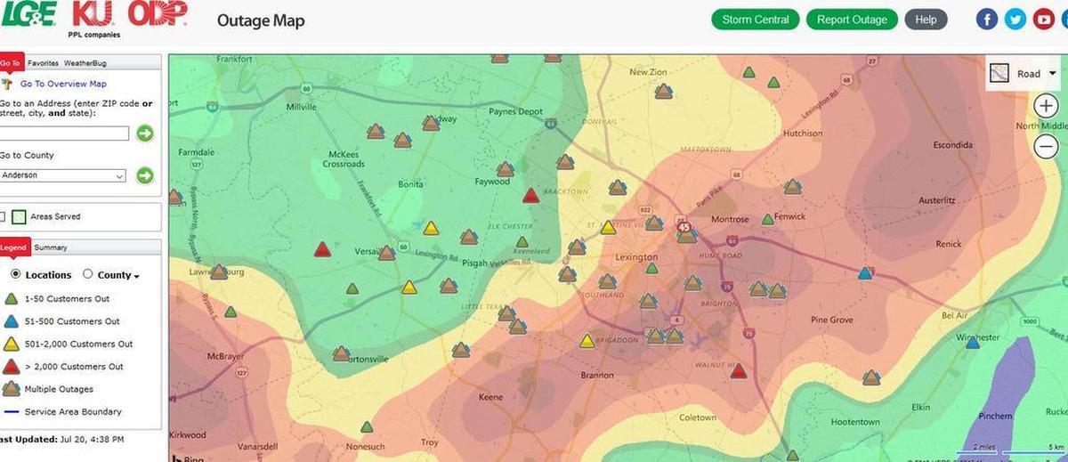 KU said thousands of Lexington customers were without power Friday afternoon, after a strong storm came through.