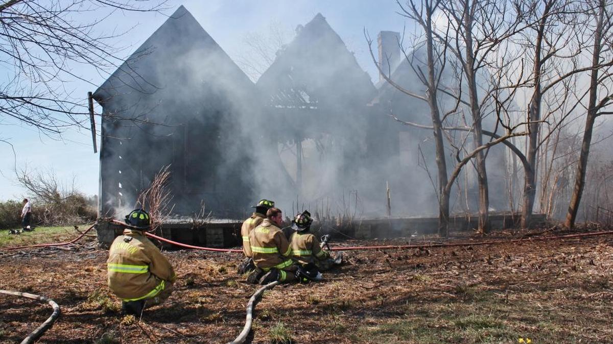 The house at 628 Meyers Baker Road caught fire after a man went inside and started a fire so he could “have a light,” London police say.