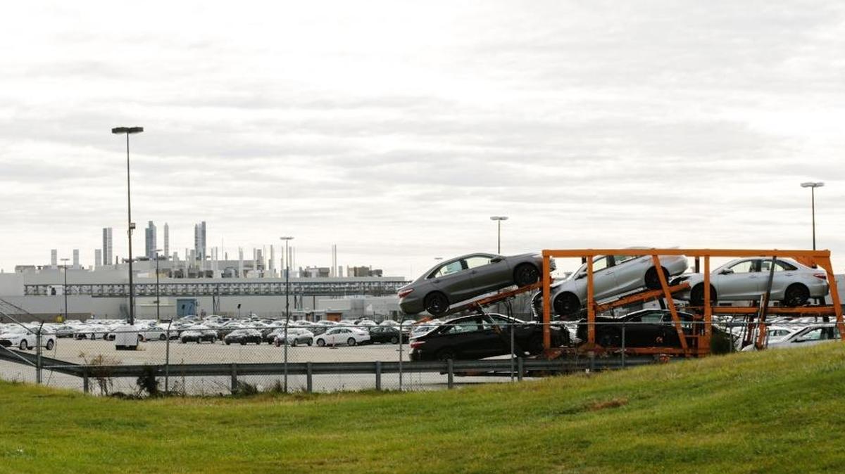 New cars were transported at Toyota Motor Manufacturing Kentucky in Georgetown in 2016.
