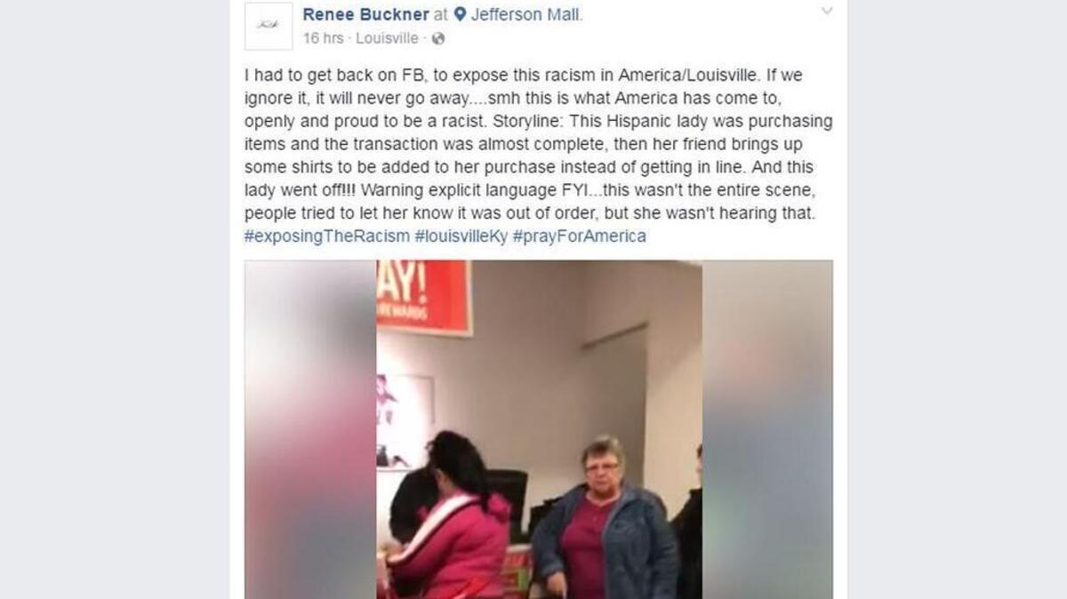 A screen grab from Renee Buckner’s post on Facebook.