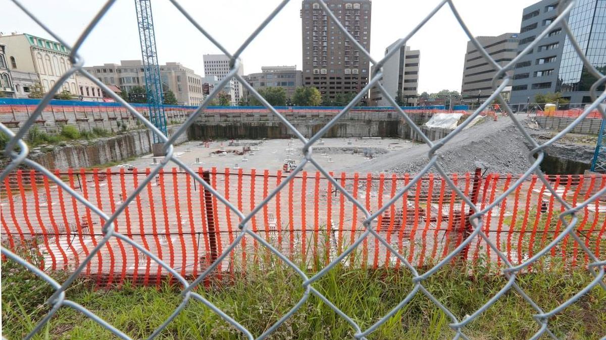 Restaurateur Jeff Ruby is meeting with CentrePointe investor, he said. The project, which began in 2008, has left a large hole in downtown Lexington. Ruby planned to put a steakhouse there. Photo by Charles Bertram Staff